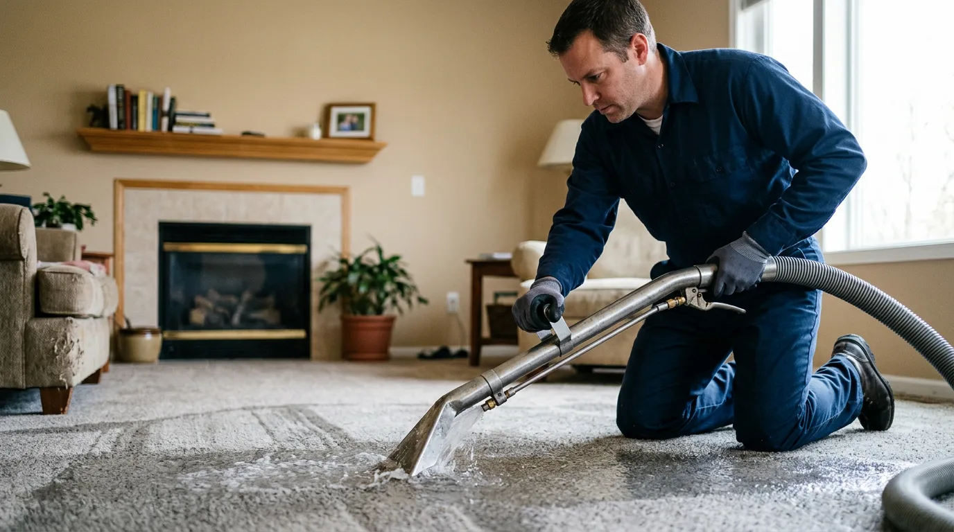 Water damage restoration technician working near Ophiem, IL